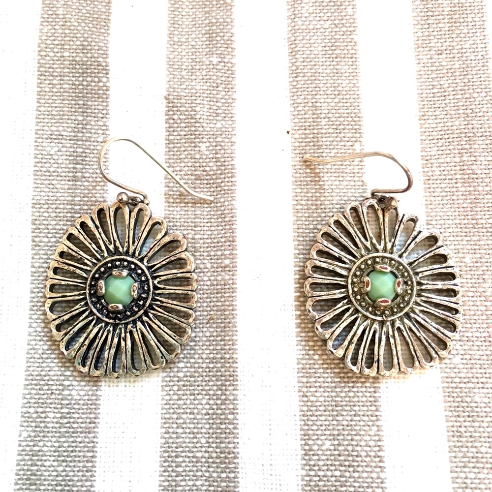 Boho vibe Silver and blue earrings